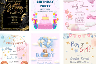 birthday,baby shower and wedding invitation design
