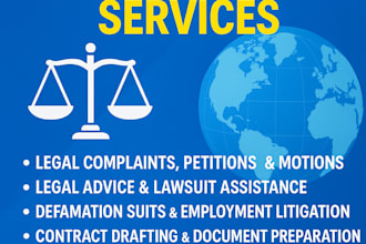 draft motions, petitions, lawsuits and legal documents
