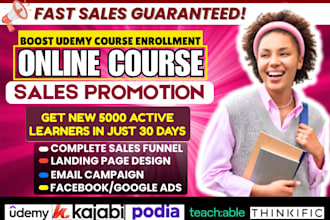 udemy online course promotion kajabi self help thinkific motivation sales funnel
