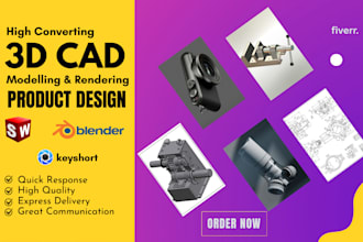 create 3d product design, 3d cad modeling and rendering, industrial design