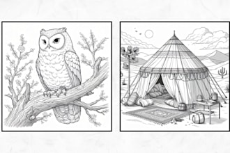 design custom coloring book pages for kids and adults for KDP and etsy
