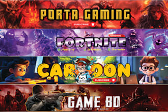 design professional youtube gaming banner and twitch banner