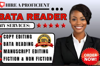 bata read your romantic, fantasy, horror, fiction and copy edit your manuscript