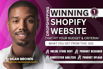 build shopify store design, create shopify dropshipping store or shopify website