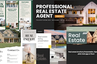 design real estate brochure,presentation,investor pitch deck,post cards,flyers