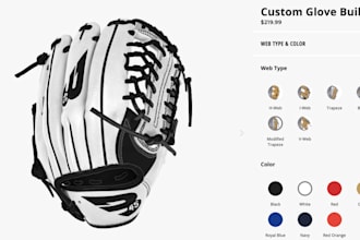 customize and configure baseball, softball glove using zakeke, shopify, kickflip