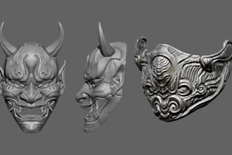sculpt 3d cosplay japanese oni mask samurai helmet 3d mask props for 3d printing