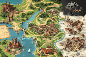 design fantasy map illustration isometric map, event map