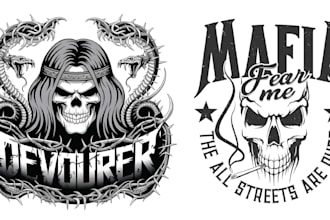 create custom skull crown snake logo