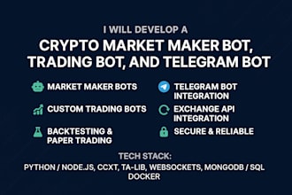 develop a crypto market maker bot trading bot and telegram bot