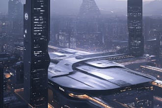 draw a science fiction city, cyberpunk concept illustration