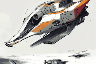 design a spaceship sci fi illustration and sci fi art