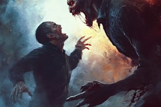 make a fantasy horror character art and illustration