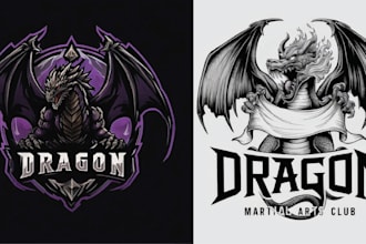 create vintage dragon head t shirt logo