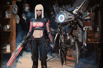 draw cyberpunk art anime illustration for you