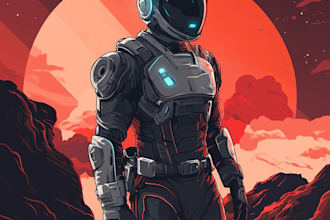make a sci fi character illustration or sci fi character