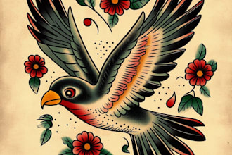 create custom logo old school traditional tattoo design