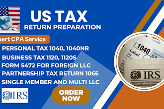 do US tax return, tax filing, business tax 1120 5472 1040 cpa, llc tax
