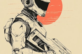 drawing a sci fi character illustration or sci fi character