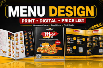 professional restaurant menu and digital menu boards