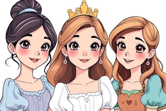 draw you a beautiful portrait in disney cartoon style