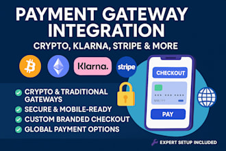 integrate crypto payment gateway, payment gateway like klarna, afterpay, stripe