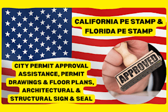 california and florida architect pe stamp, structural engineer, permit drawing