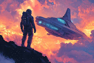 create a sci fi character illustration or sci fi character