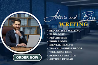 write SEO article on mental health, travel guide, skincare, pet, food blog post