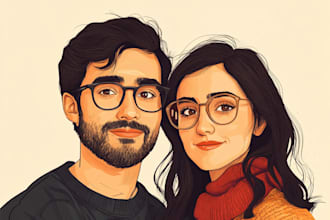 draw couple portrait illustration from photo