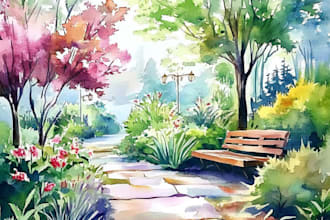 draw watercolor drawings of landscape design