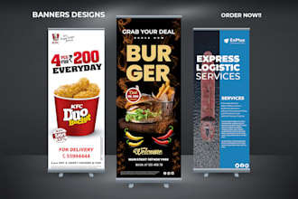 design a stunning pop up banner, roll up banner or retractable banner fast