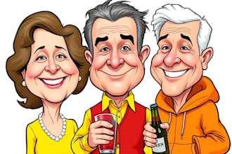 draw artistic cartoon caricatures