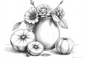 create pen and ink still life drawings and object illustrations