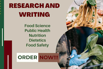 research and write on food science, human nutrition, dietetics and global health