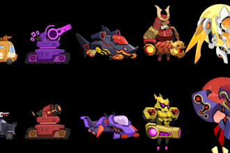 create 2d game art, game asset and game UI, full game assets