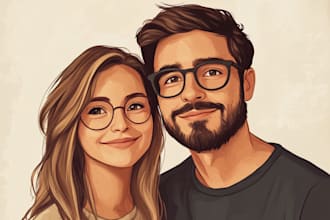 draw couple portrait illustration from photo