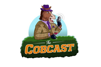 design sleek podcast horse racing theme logo
