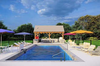 design 3d landscape, backyard, patio and pool as an architect
