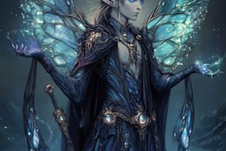 create a dnd art, fantasy character, scifi, and character design
