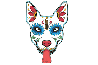 design tattooed veteran shaving dog butts logo