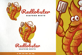 do lobster seafood podcast cartoon mascot business logo