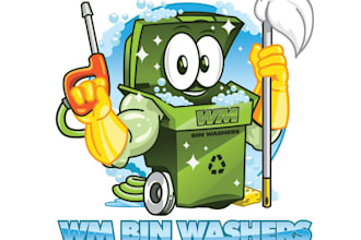 design trash bin washer business logo