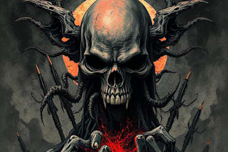 draw detailed dark art illustration metal album cover