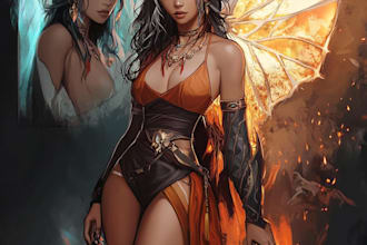 complete some concept art and a dnd character