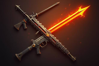 design creative concept art of weapons and items