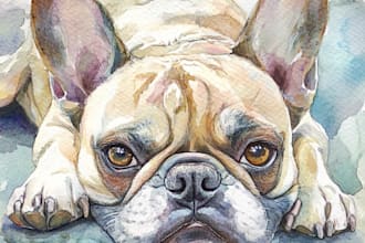 create a custom watercolor pet portrait or pet painting