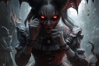 do awesome artwork for dark art, horror creepy illustration