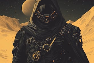 create a sci fi character illustration or sci fi character