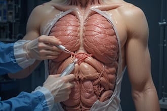 draw a realistic anatomical surgery medical illustration